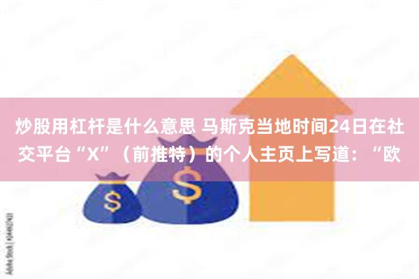 炒股用杠杆是什么意思 马斯克当地时间24日在社交平台“X”（前推特）的个人主页上写道：“欧