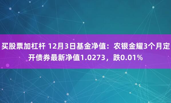 买股票加杠杆 12月3日基金净值：农银金耀3个月定开债券最新净值1.0273，跌0.01%