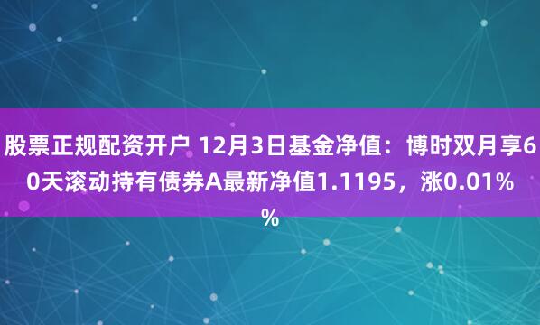 股票正规配资开户 12月3日基金净值：博时双月享60天滚动持有债券A最新净值1.1195，涨0.01%