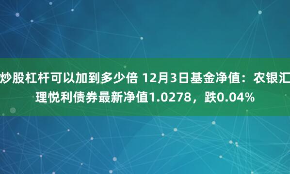 炒股杠杆可以加到多少倍 12月3日基金净值：农银汇理悦利债券最新净值1.0278，跌0.04%