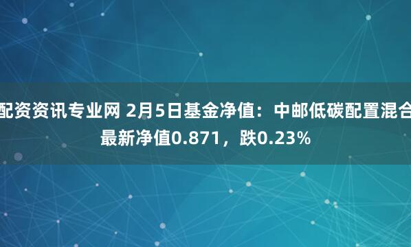 配资资讯专业网 2月5日基金净值：中邮低碳配置混合最新净值0.871，跌0.23%