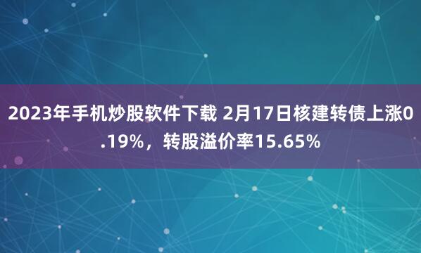 2023年手机炒股软件下载 2月17日核建转债上涨0.19%，转股溢价率15.65%